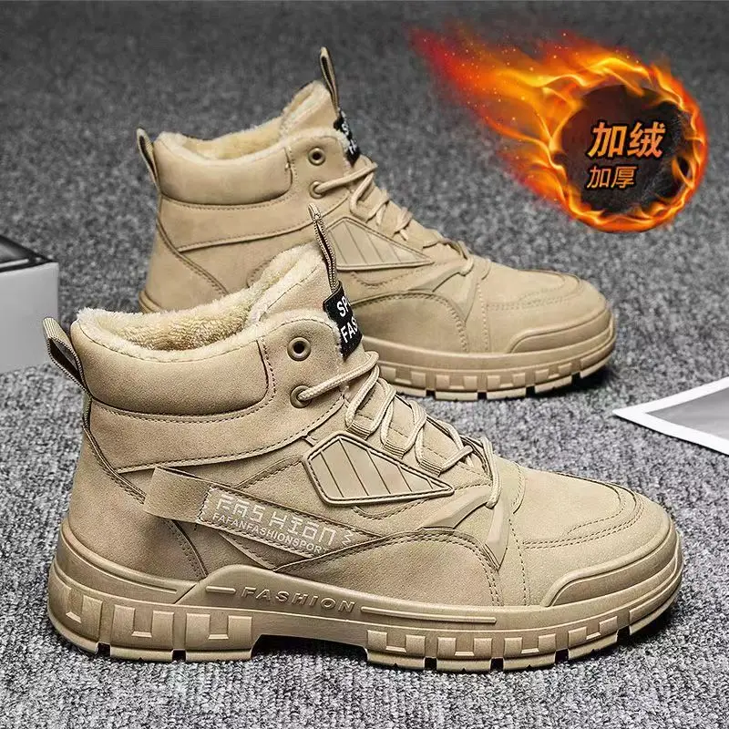 

Tactical Military Ankle boots men snow boots winter warm Lace-up men shoes 2022 new fashion flock plush winter boots men shoe