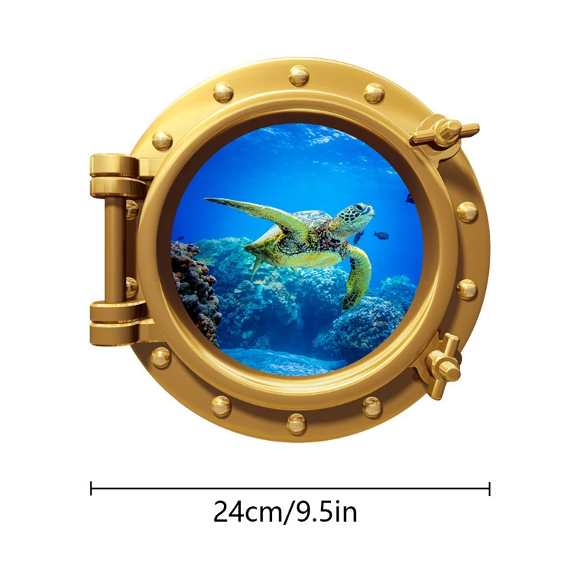 MySticky 3D Round Porthole Wall Decal - Ocean Scene (Choose From S/M/L) - Vinyl Wall Art Sticker