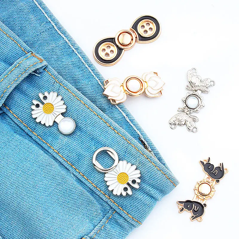 

Metal Jeans Button Detachable Waist Clips Snaps Buttons Pins For Pants DIY Waist Tighten Brooches Clothing Buckles Sewing Tools