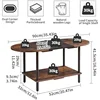Mid Century Modern Coffee Table, Rustic Coffee Table Unique Color Contrast Design, 2-Tier Center TV Table 35x16x17in Rustic 3