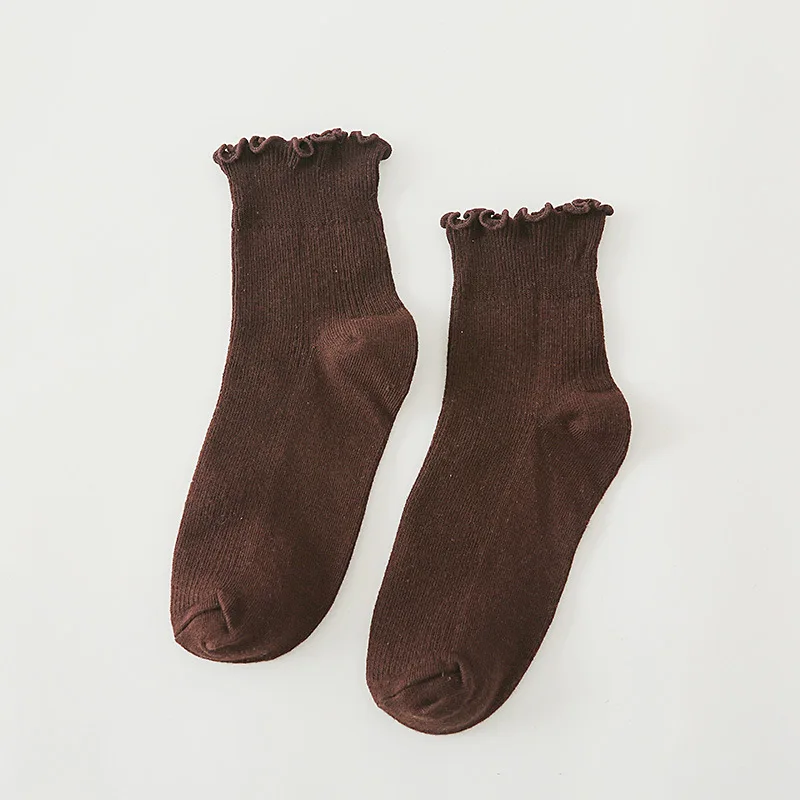 brown ruffle socks
