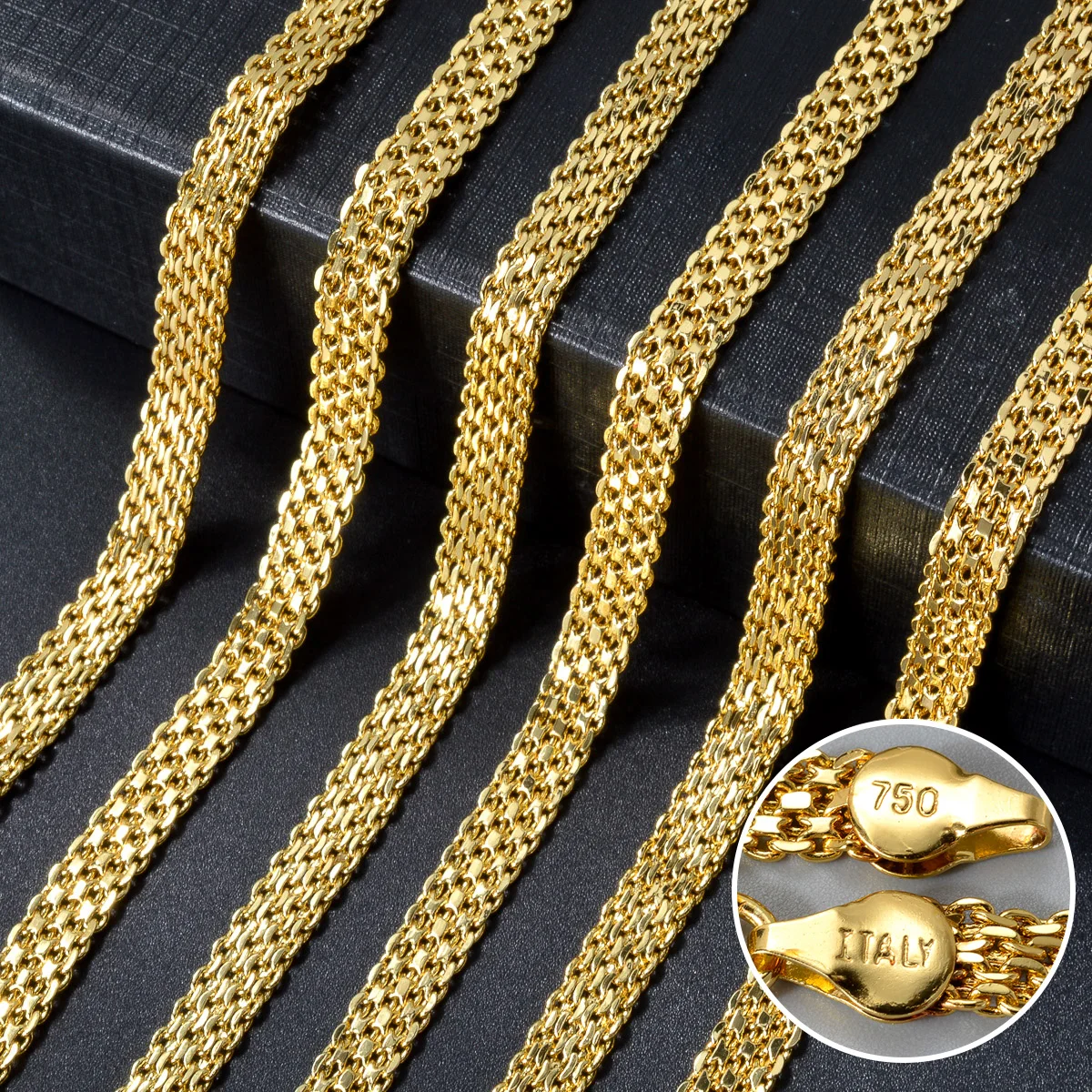 ZEA Dear Simple Hip Hop Necklace 6mm Italian 750 Luxury 18k Gold ZEA Dear Simple Hip Hop Necklace 6mm Italian 750 Luxury 18k Gold