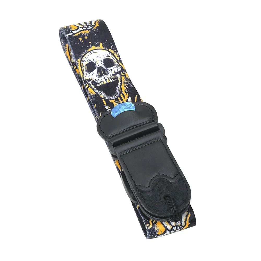 Embroidered Electric Guitar Strap with Plectrum Holder - String Instrument Accessory