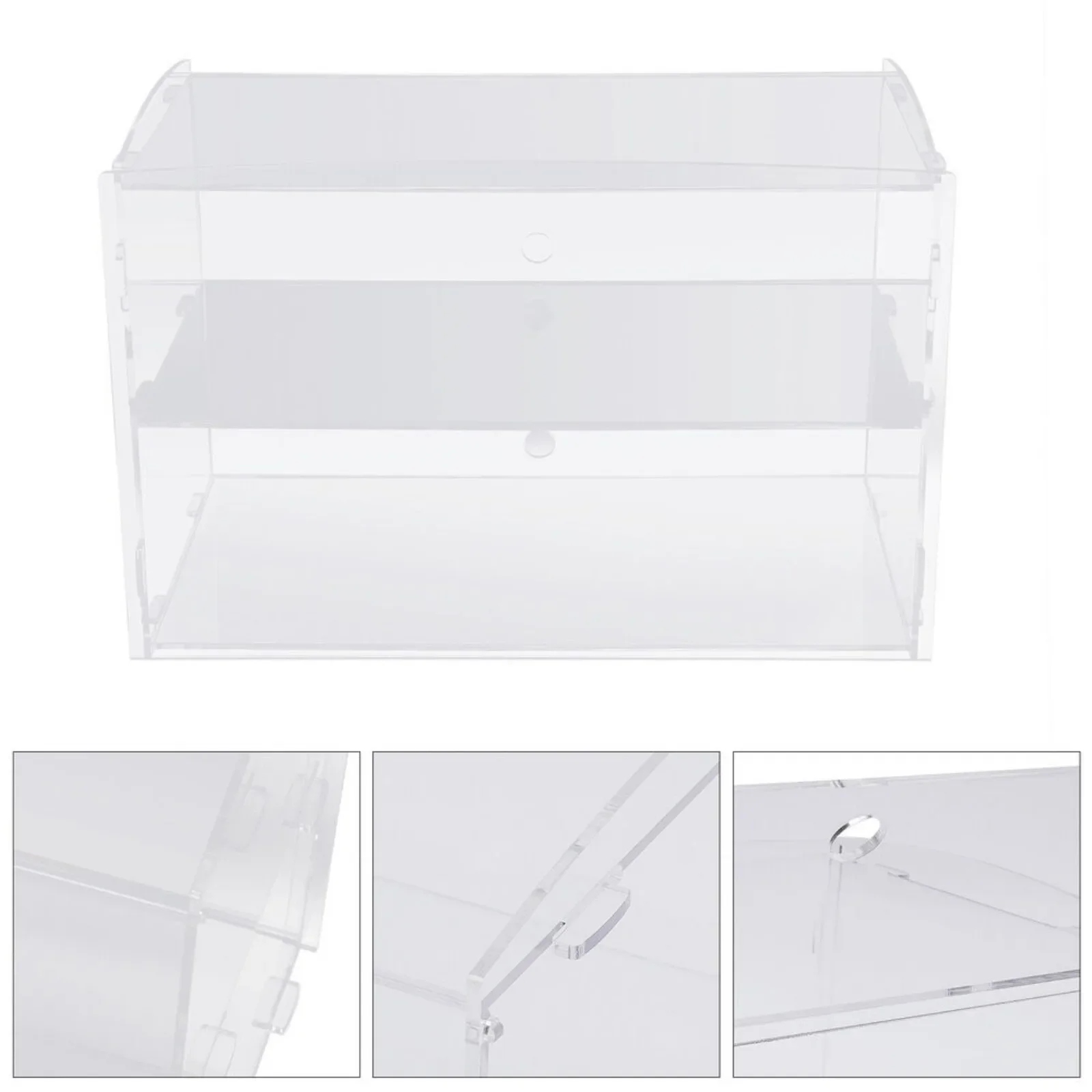 US 2 Trays Acrylic Pastry Donut Display Case Clear Cupcake Display Serve Self