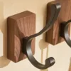 Self-adhesive Solid Wooden Hook Walnut Key Decorative Towel Holder Hook Door Hanger Wall Coat Rack Kitchen Bathroom Organizer 5