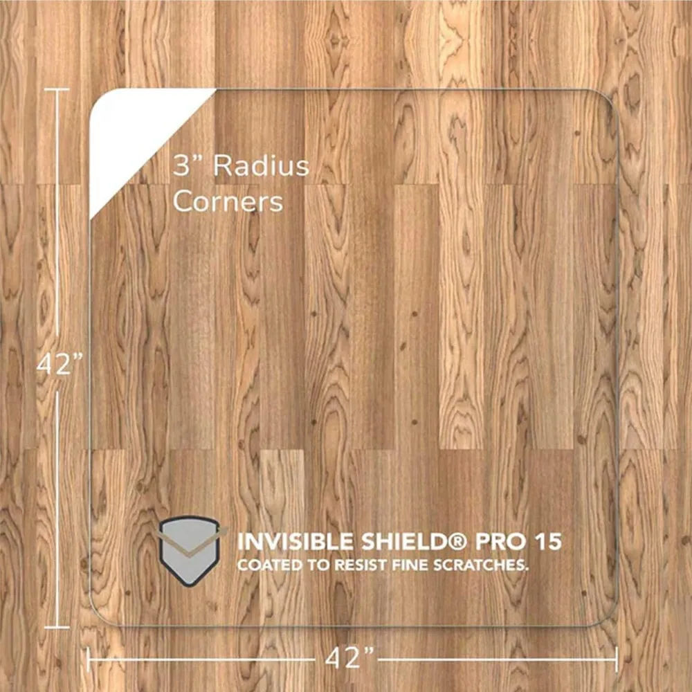 "42" square glass desk mat for smooth movement and carpet protection"