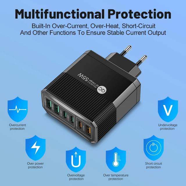 혁신적인 6포트 고속 충전기로 다기능 디지털 환경 제어