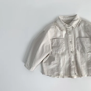 AYNIGIELL ملابس الأطفال للأعمار من 1 إلى 6 سنوات، قميص ربيعي جديد بأكمام طويلة للأولاد، سترة صوفية بأكمام طويلة على الطراز القديم للفتيات 4