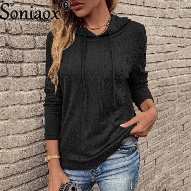 Elegant Solid Color Crochet Sweatshirt Women's Hoodie Splicing Long Sleeve Tops Fashion Casual Female Clothing Autumn Winter New