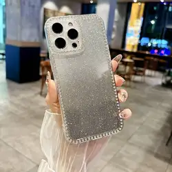 Gradient Glitter Bling Diamond Clear Soft Phone Case for Galaxy F34 5G (Clear Black)