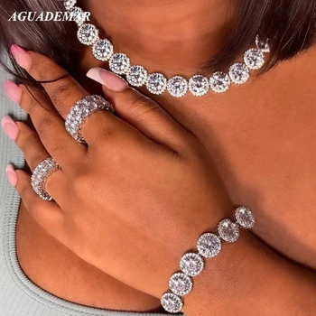 Iced Out Bling Round Crystal Cuban Link Chain For Men Women 13mm Punk Cuban Tennis Chain Necklace Hiphop Rock Jewelry 2022 New