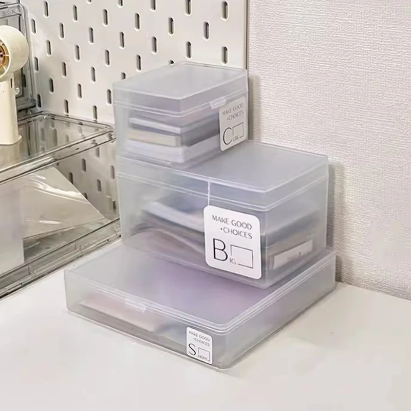 Desktop Stationery Boxes Kpop Photo Card Holder Transparent Storage Box Office Organizer Box Idol Photo Storage Case 3