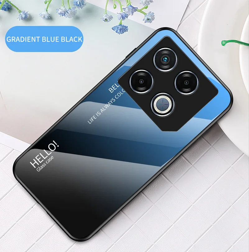 Glossy Gradient Tempered Glass Protective Phone Case