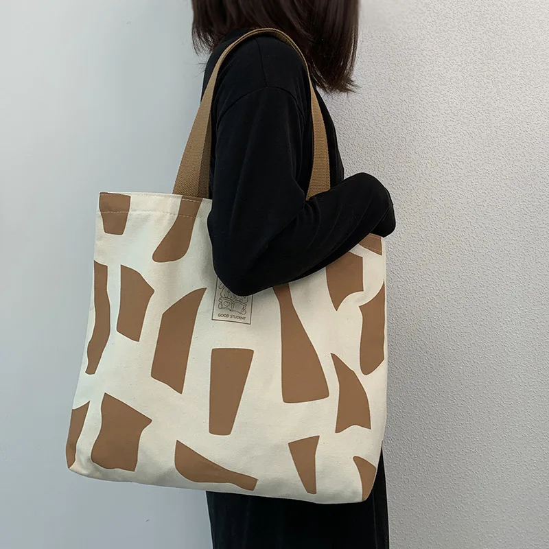 

Women Canvas Shopping Bags Eco Reusable Foldable Shoulder Bags Large Capacity Handbags Casual Cute Bag for Women Bolso Mujer New
