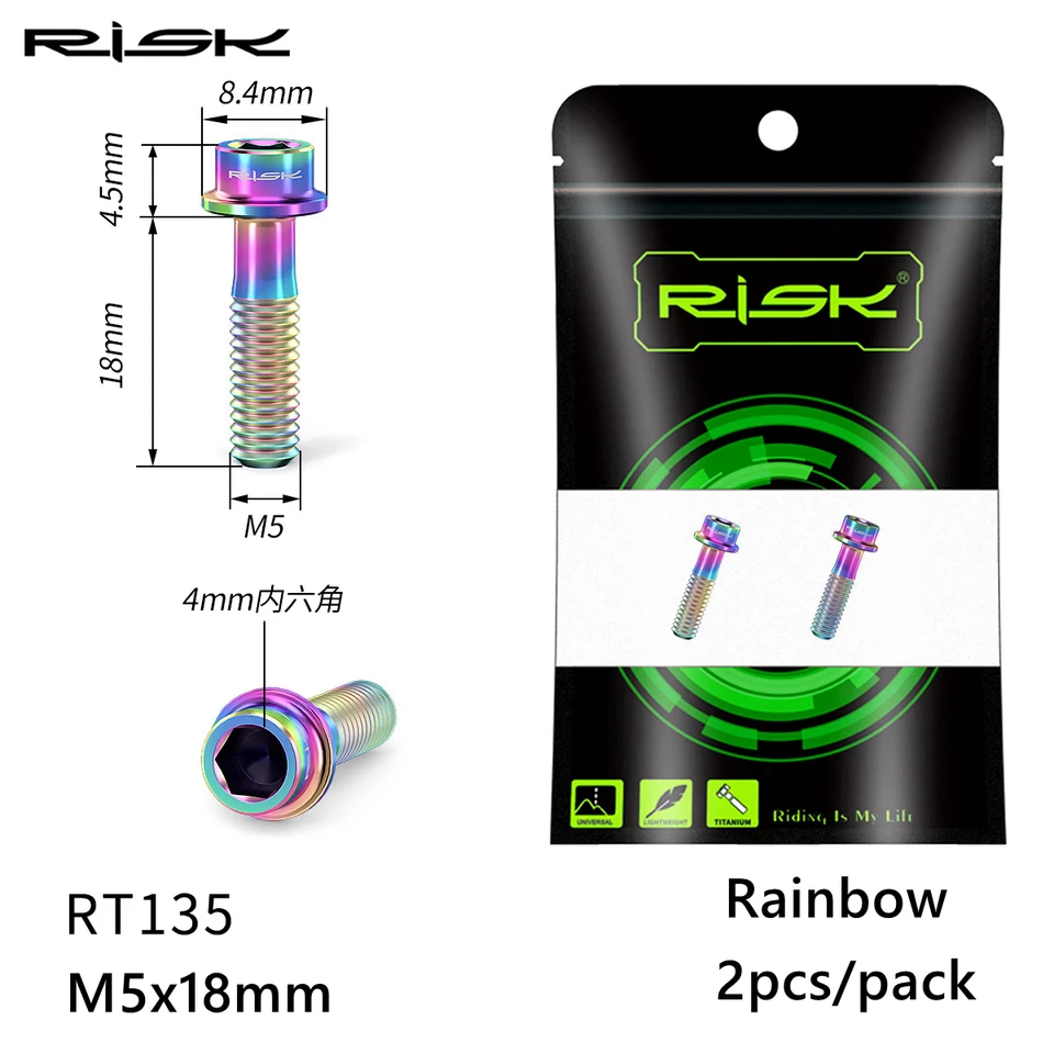 Vis Tige De Selle Vélo Risk – Titane M5x30/40 Mm – Lot De 2 Boulons Fixation