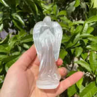 12cm Natural Selenite Crystal Carvings Angel Figure Gypsum Ornament Statue Reiki Healing Decorative Sculpture Modern Room Design 1