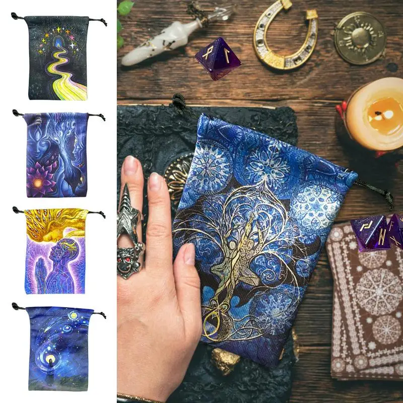 

Tarot Card Bag Composite Fleece Drawstring Storage Bag Tarots Storage Bag Rune Dice Bag Jewelry Pouch Party Christmas Gift Pouch