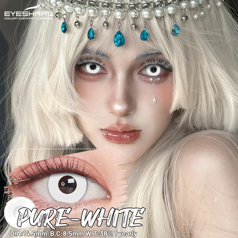 EYESHARE Cosplay White Contact Lenses - Colored Anime Eye Makeup for Halloween Accessories