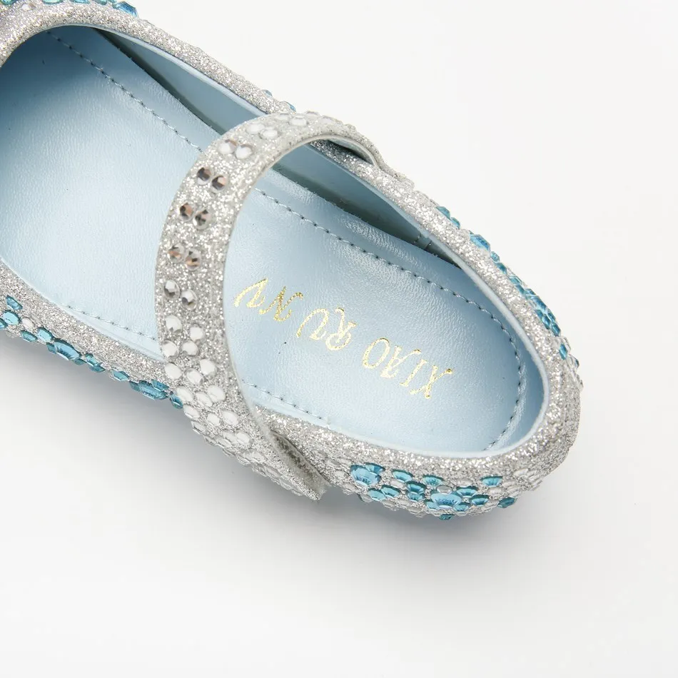 Slip on Ballerina Flats for Girl White Blue Wedding Party Mary
