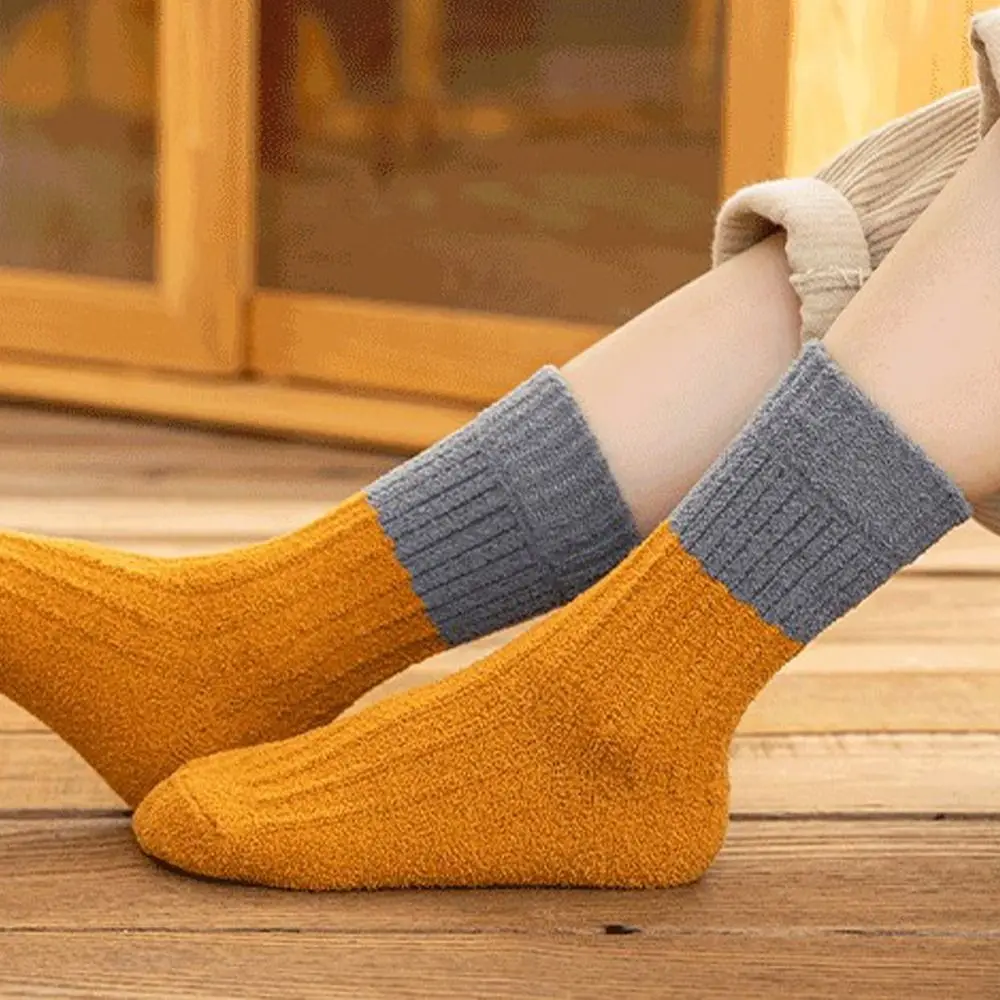 Patchwork Color Autumn Winter Home Sleeping Socks Gifts Children Mid Tube Socks Kids Socks Striped Socks Floor Socks