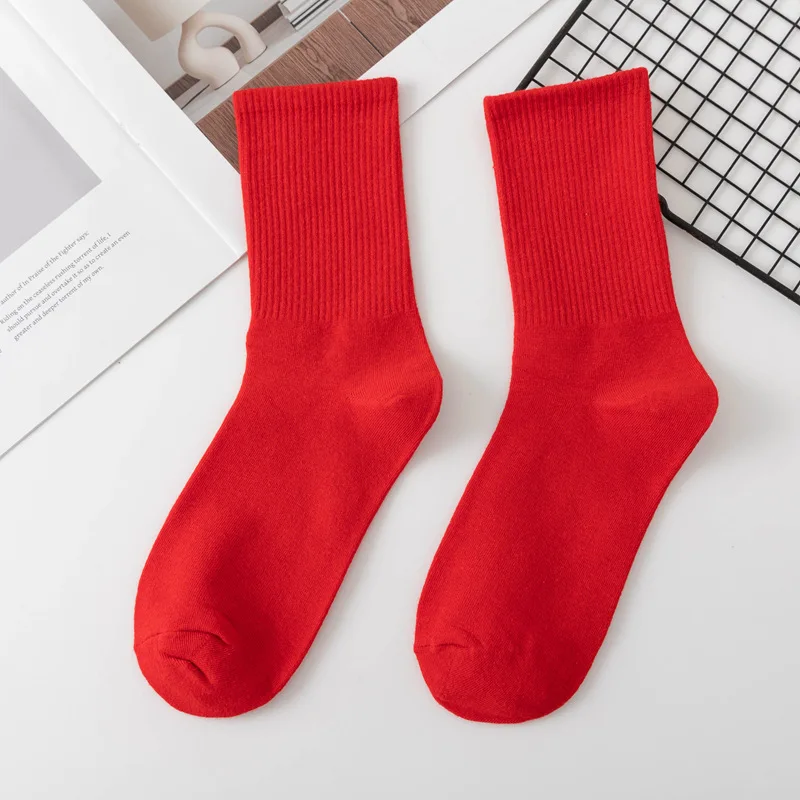 1 Paar Damensocken für alle Jahreszeiten, bunte, mittellange, atmungsaktive Baumwollsocken, hochwertige, einfarbige, bequeme Heimsocken # – Detail 15
