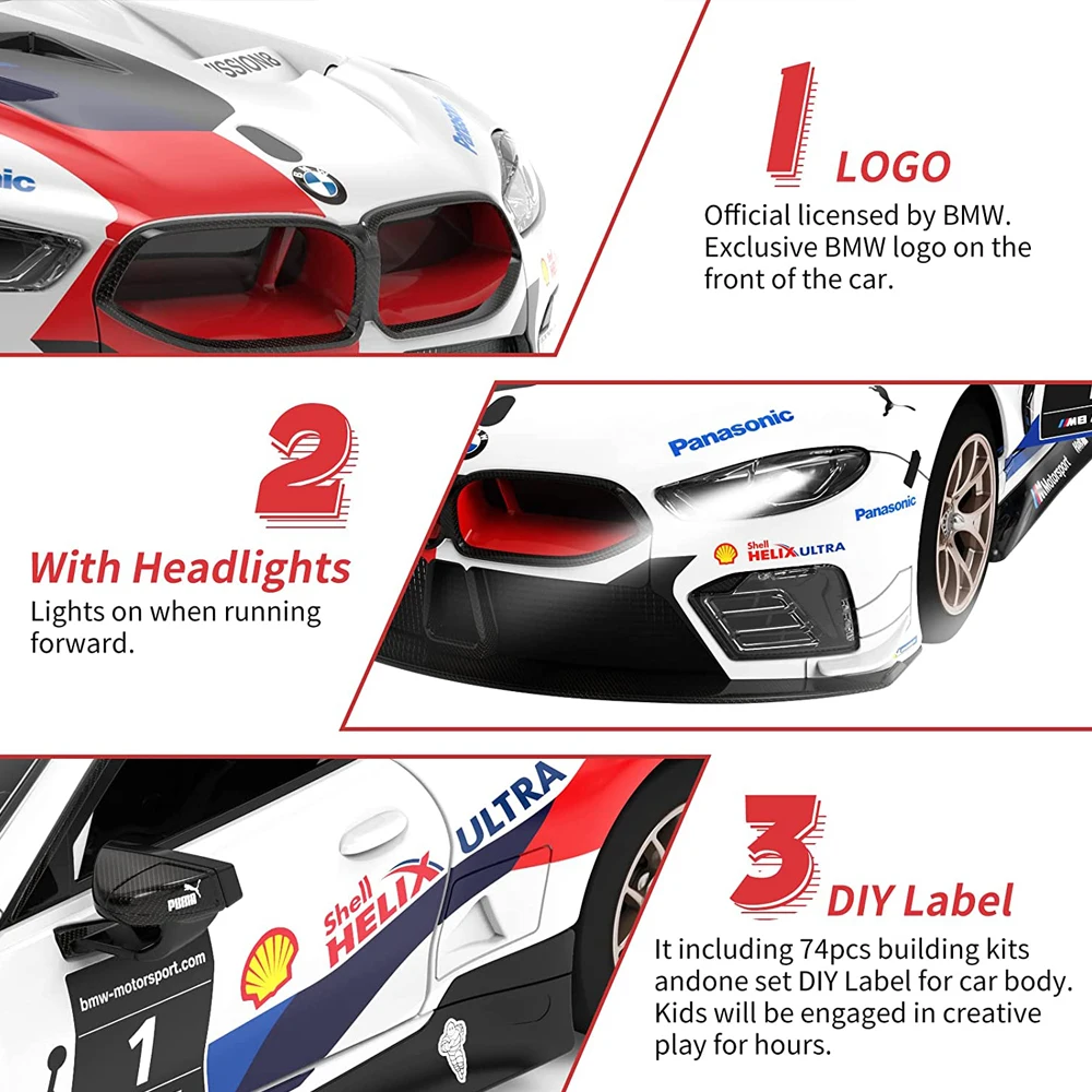 Rastar BMW M8 GTE RC Cars Building kit 1:18 Radio Remote Control Car Model Building Block DIY Toys Gift For Kids Adults 3