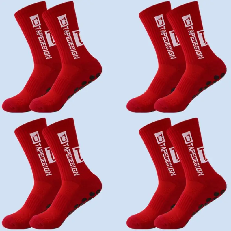 4 Pairs/lot Of New Anti Slip High Quality Men Football Socks With Mid Calf Anti Slip Football Sports Bike Sports Men's Socks