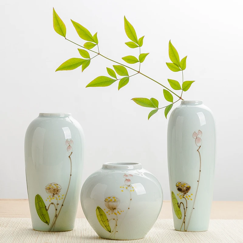 Jingdezhen Hand-painted Vase Zen Ceramic Decorative Ornaments New Chinese Style Small Flower Arrangement 2