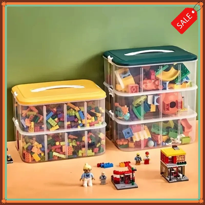 Scatola di Stoccaggio in Plastica Trasparente Impilabile, Resistente alla Polvere e all'Umidità, Organizzatore per Blocchi da Costruzione per Bambini