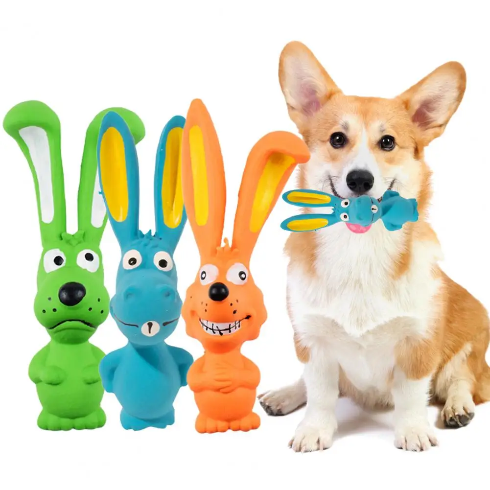 Interactive Squeaky Dog Toy Long Ear Rabbit Design Pets Dog Toys Screaming Puppy Bite Resistant Built-in Sound Pet Toy