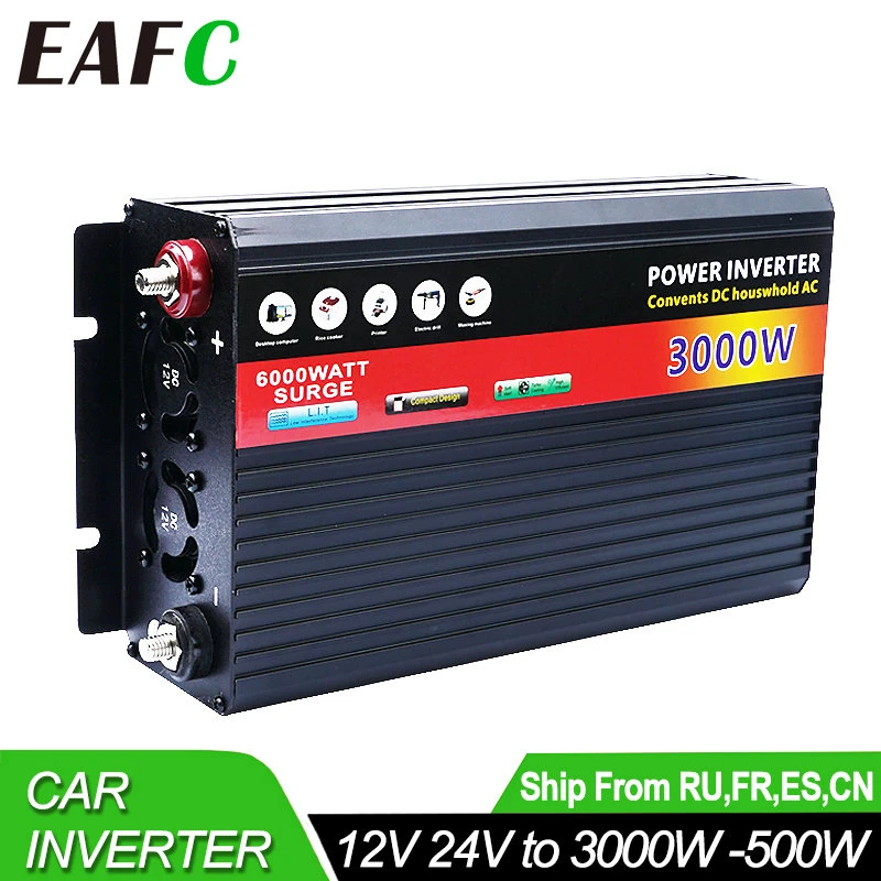 EAFC Car Power Inverter 12v 24V 220v Car Voltage Converter 500W 1000W