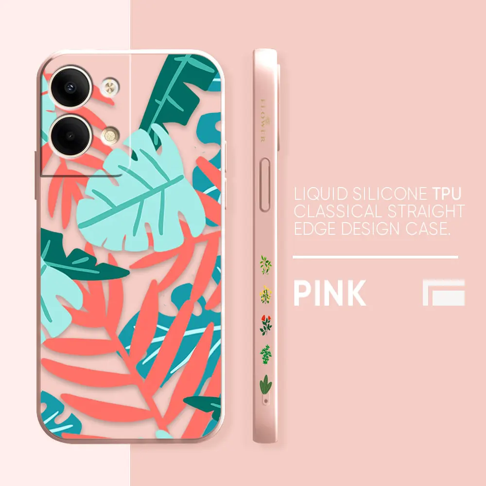 thumbnail image 1 of Case For OPPO RENO 8 7 9 6 7SE 5 4 4SE 4 3 4G 5G PRO PLUS Colour Simple Liquid Silicone Case Plants Leaf Art, 1 of 5