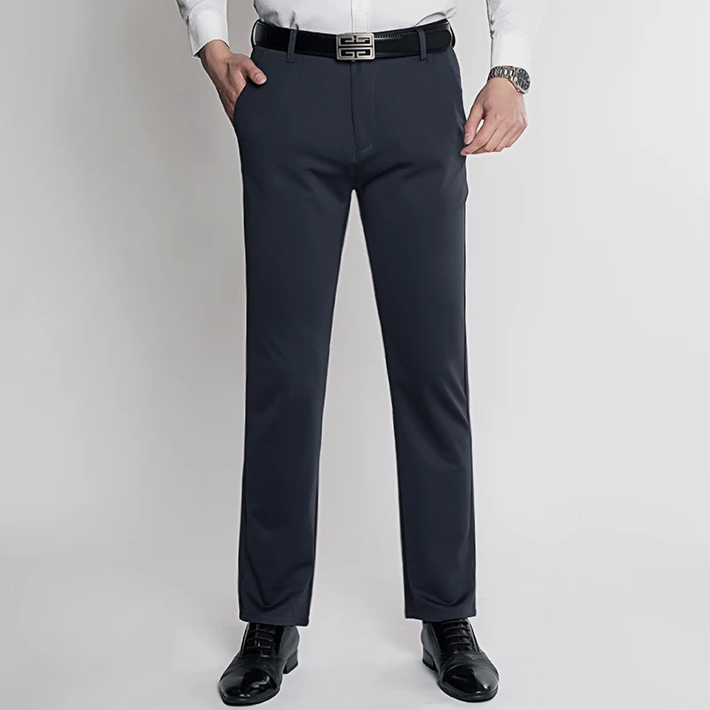 Summer Thin Men's Ice Silk Four Side Elastic Casual Pants Work Pants Loose Breathable Middle-aged and Young Men's stretch pants thin trousers men pants