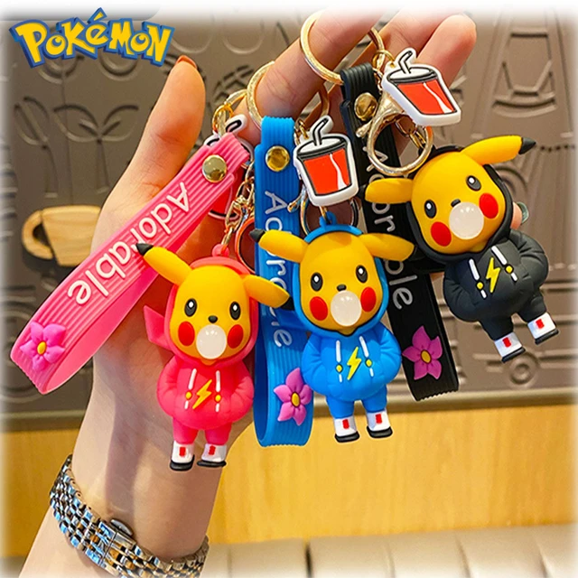 Porte-clés Pokemon Pikachu en PVC pour hommes et garçons, porte-clé,  mignon, pour sac de