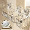Shower Suction Cup Shelf Basket Light Glacier Pattern One Second Installation bathroom Organizer Storage Rotating to Suck Remove 1