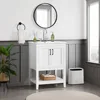 24" Bathroom Vanity with Sink, Sink Cabinet with Rectangular Ceramic Basin, Vanities Cabinet with 2 Doors and 1 Open Shelf,White 3