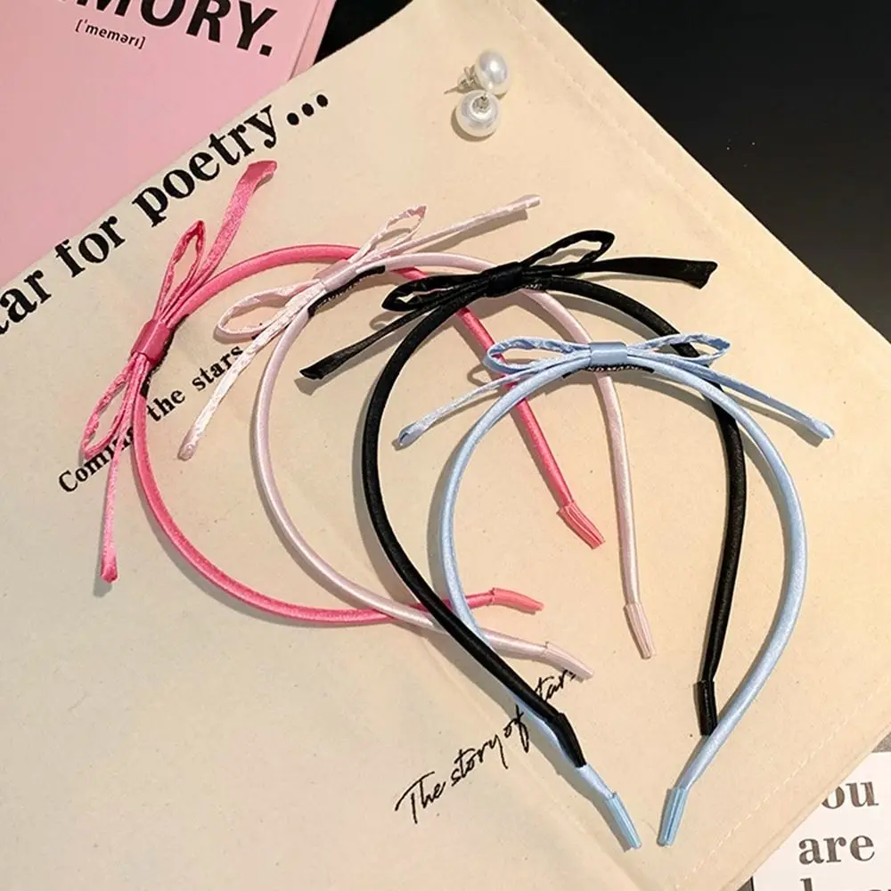 

New Sweet Girl Bow Satin Ribbon Headband Cute Bowknot Hairband Girls Princess Headwear Hair Accessories