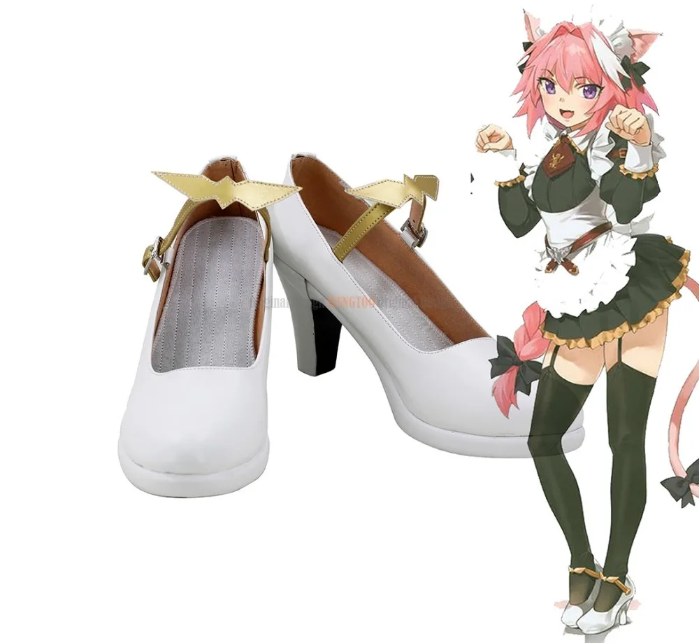 

Туфли унисекс для косплея FGO Astolfo, белые туфли на высоком каблуке, на заказ, любой размер