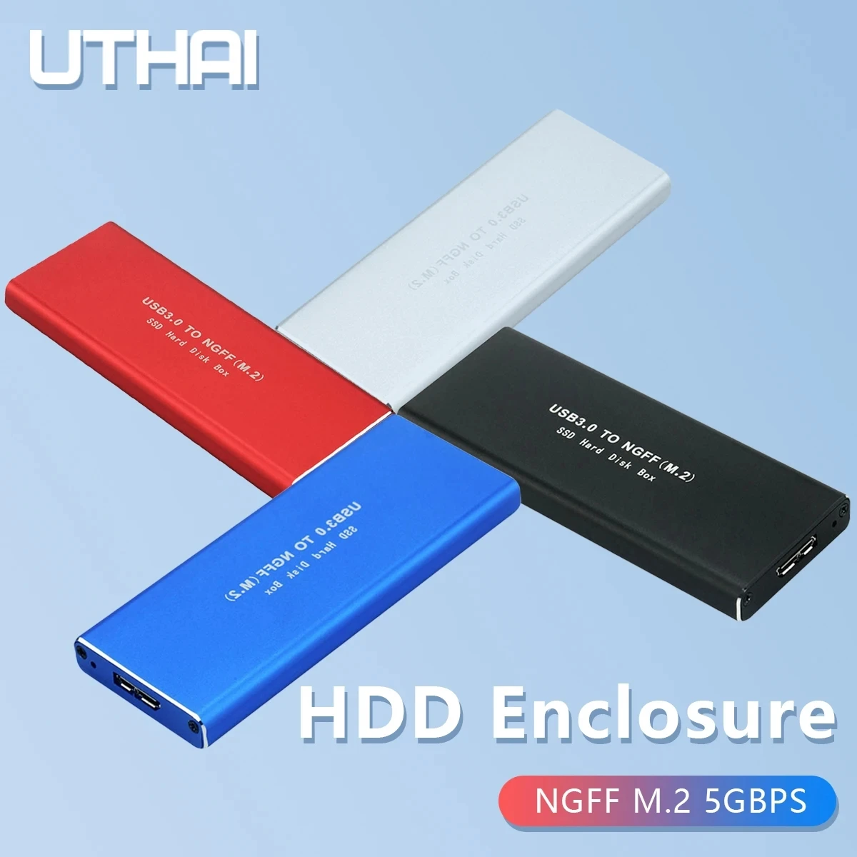 UTHAI NGFF M.2 Solid State 5GBPS SSD Cooling Metal Case USB3.0 PC for 2230/2242/2260/2280 Mobile HDD Enclosure