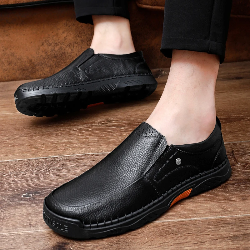 

Genuine Leather Mens Loafers slip on fashion Soft Men Casual Shoes High Quality Male Footwear Driving Shoes men moccasins