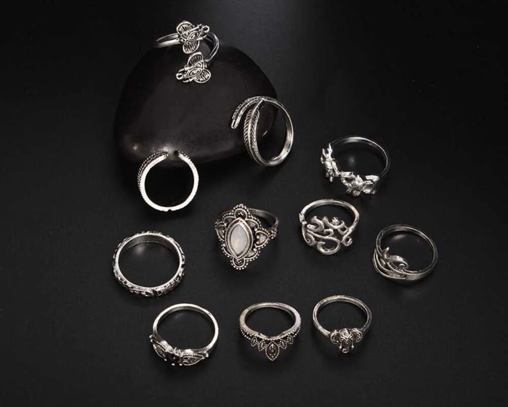 Meyfflin Vintage Knuckle Ring Set für Frauen Mode Anel Aneis Bague Femme Stein Midi Finger Ringe Boho Schmuck 10 teile/satz – Detail 18