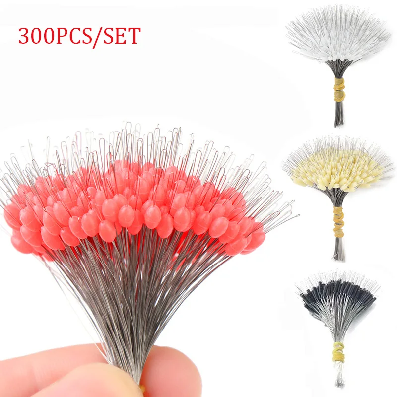300Pcs Silicone Space Bean Oval Stopper Bobber Fishing Float Resistance Anti-Strand Fish Line Fishing Gear