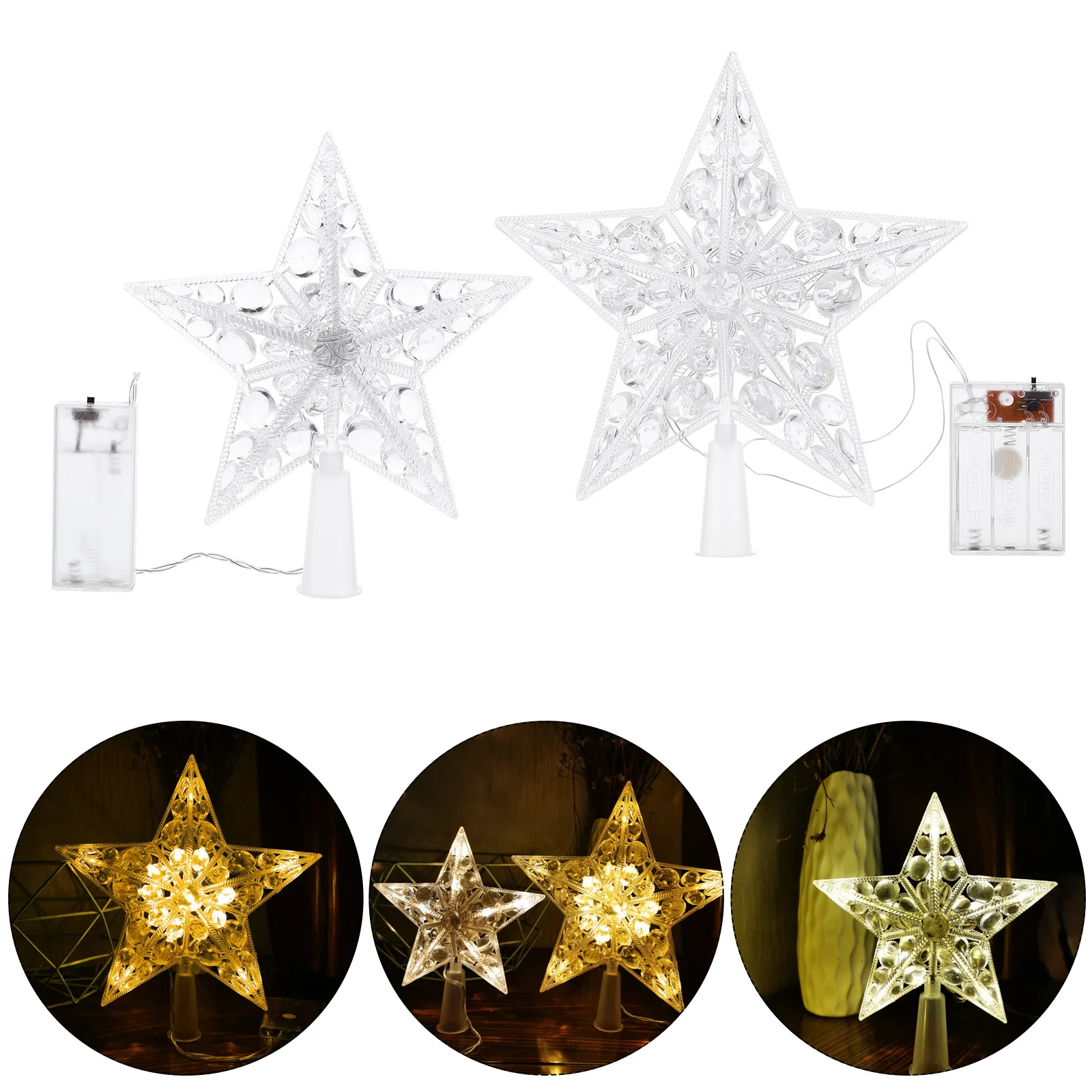 

2Pcs Christmas Tree Topper LED Christmas Tree Star Ornament Star Treetop Xmas Tree Decoration Lighted Treetop Christmas Party