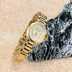 Elegant Ladies Luxury Timepiece with Classic Aesthetic and Alloy Steel Band (Gold)