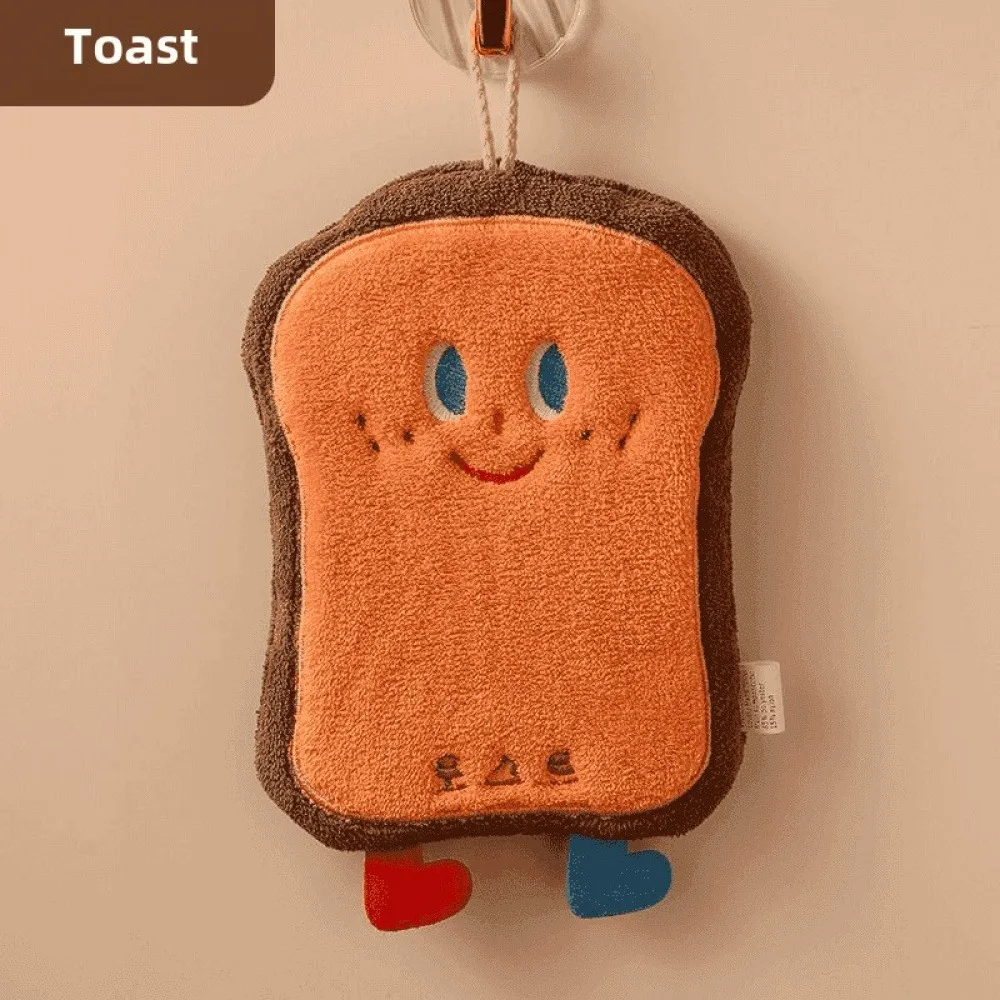 Cheese coral velvet hand wipes Cute soft absorbent towel Kitchen bathroom Bread Toast slices cookie doughnut hand wipes 6