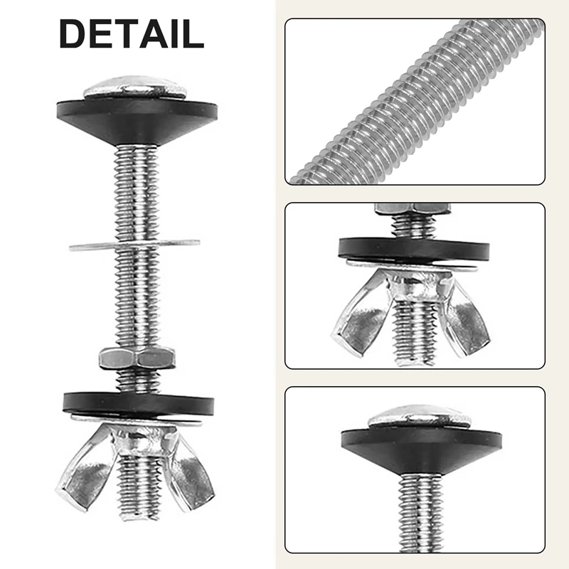 2 Pack Toilet Tank To Bowl Bolt Kits Cistern Bolts Kit,Stainless Steel Toilet Pan Fixing Fitting With Double Gaskets