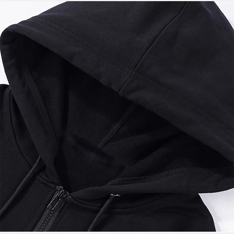 Autumn Custom Logo Hoodie Set Men with Pocket Zipper Placket Solid Color Long Sleeve Cozy Stylish Set