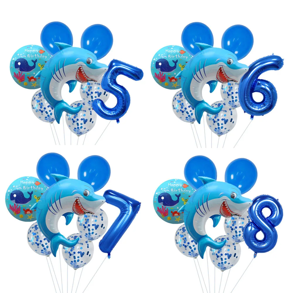 1 Set/Pacco Sea Animal Birthday Party Decorations Baby Shower Balloons Shark Dolphin Whale Octopus Cartoon Palloncini In Alluminio
