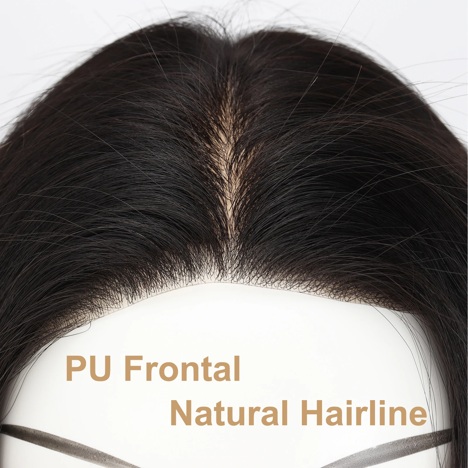 10x12cm 실크탑 리얼 버진 인모 가발, 레이스 사이드 PU 헤어라인, 가볍고 얇은 베이스, 매듭 없는 자연스러운 헤어라인