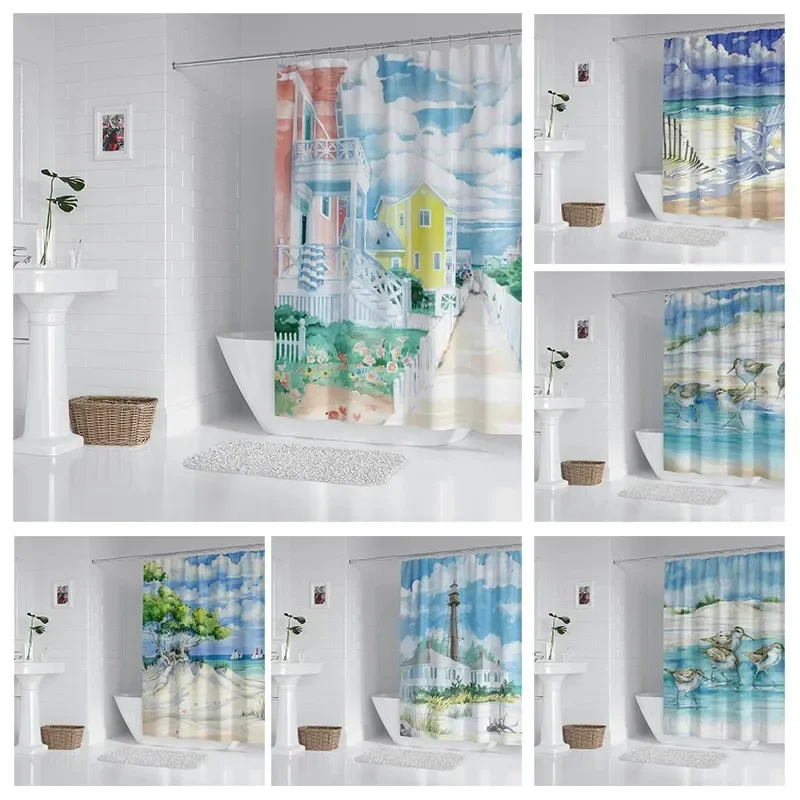 

House hold waterproof fabric household shower curtain accessories shower curtain 240 * 200 home marine style shower curtain